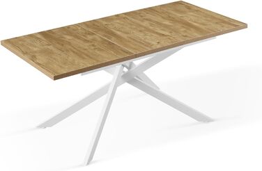 Розсувний обідній стіл B&D LARS 120-160 x 80 см для кухні, 4-6 осіб, стиль Industrial Modern, колір дикий дуб, чорне металеве підстав'я, 11202-XS-EIWL
