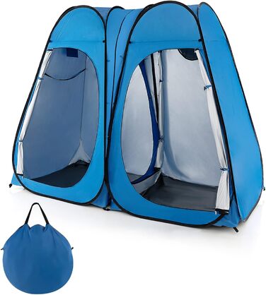 Намет для душу GYMAX для 2 осіб, переносний, блакитний (228x113x190 см)