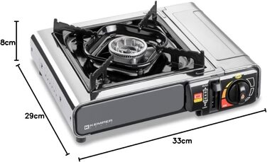 Газовий пальник для кемпінгу Kemper Smart 1 з нержавіючої сталі, сірий