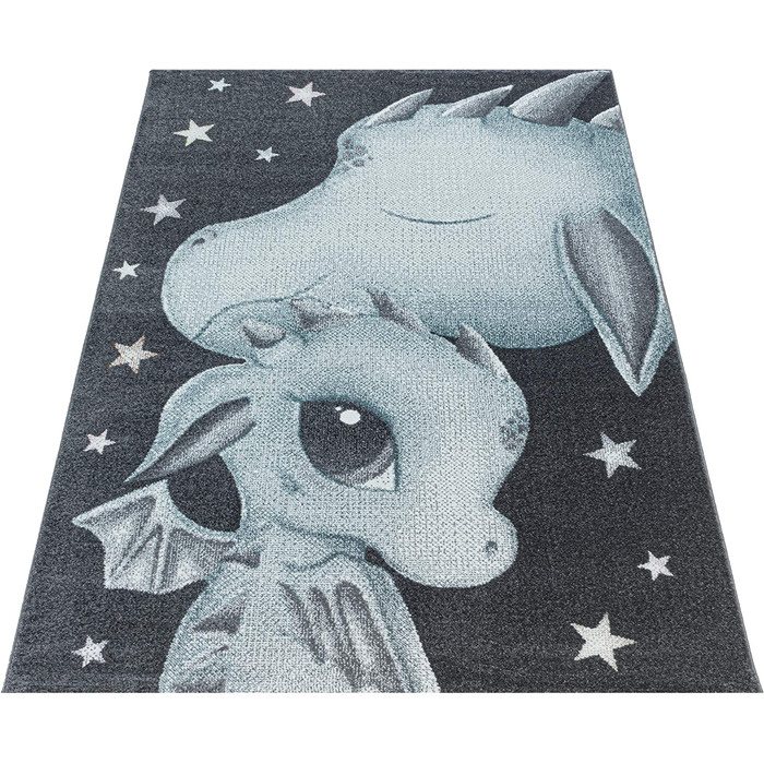 Дитячий килимок Dragon Design Pink - килимок з коротким ворсом Дитяча кімната для дівчаток і хлопчиків Easy Care Soft Pile - Ігровий килимок Дитячий килимок Ігровий килимок Дитяча кімната (160 см Круглий, Синій)