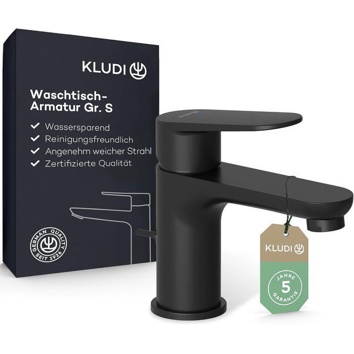 Змішувач для ванни KLUDI-X1 з ручкою-витяжкою, висота зливу 75 мм, хромований, з виливним водозбіром, для ванни, керамічний картридж, акумулятор, чаша для води з підключеннями (S, чорний матовий)