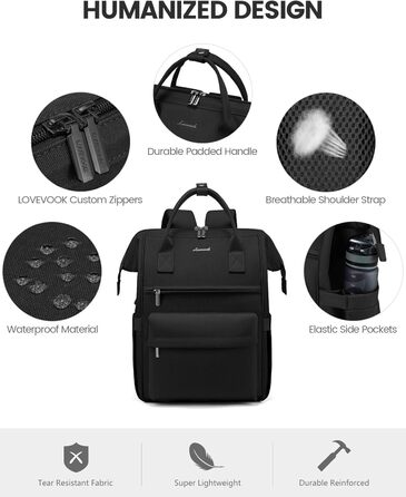 Сумка-рюкзак LOVEVOOK для жінок, для ноутбука, подорожей, роботи, школи, університету. Містка, водонепроникна, елегантна, бежева (15,6 дюймів)