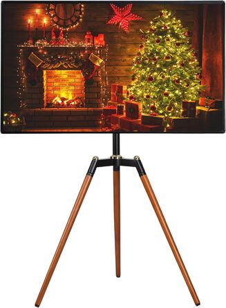 Штатив-телевізійна стійка ETHU для телевізорів 32-65 дюймів (Curved LED) | Регульована висота, поворот 140°, VESA до 600x400 мм, вантажопідйомність 40 кг, коричневий