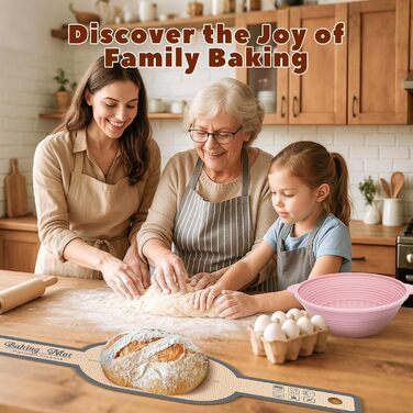 Набір для закваски з силікону MQFORU: 30 шт. Гірчаки (28 см круглі, 29 см овальні), скляна тара 730 мл, щітка, скребок. Для випікання хліба (рожевий)