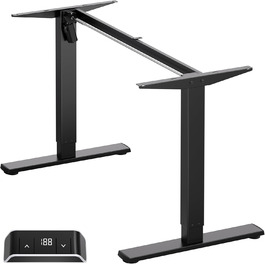 Електричний регульований стіл ONKRON WDF221E-B: чорне металеве підстав'я, для стільниць 120-170 см, до 70 кг
