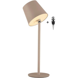 LED настільна лампа SellTec на акумуляторі, USB, біла, диммер, IP54, для саду, кемпінгу, балкону або тераси (пісок)