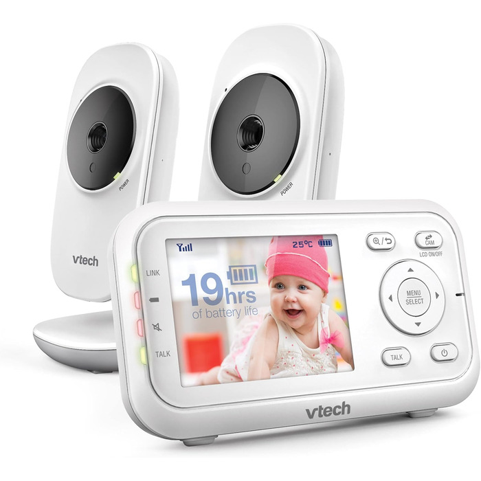 Відеоняня VTech VM3250-2 з LCD-екраном 7,1 см, нічним баченням, датчиком температури та радіусом дії 300 м