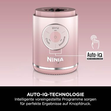 Портативний блендер Ninja Blast Max: 570 мл, акумулятор, чаша та кришка, 3 функції, для смузі та протеїнових коктейлів, рожевий (BC251EULD)