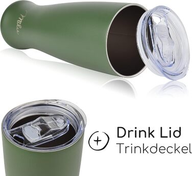 Термокухоль для пива Milu Weizenbierglas з нержавіючої сталі, 500 мл, оливково-зелений - ізольований пивний кухоль з кришкою, подарунок для чоловіків