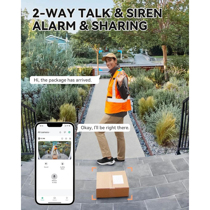 Відеодзвінок CPVAN з Wi-Fi, 2K HD камера, бездротовий, з PIR-датчиком руху, 2-сторонній аудіо, підтримка Alexa, SD-карта та хмарне сховище