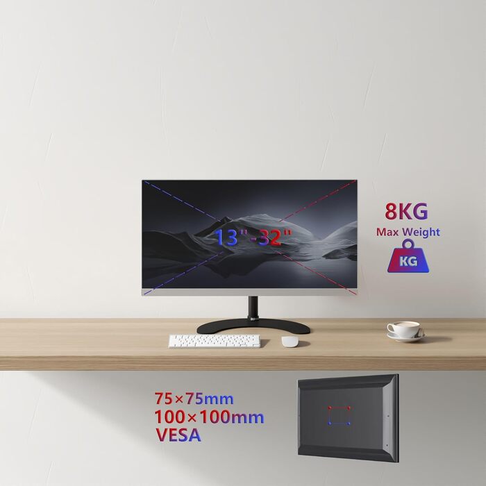 Підставка для двох моніторів Duronic DM35D2 | Регульована, поворотна, настільна, VESA 75/100, чорна