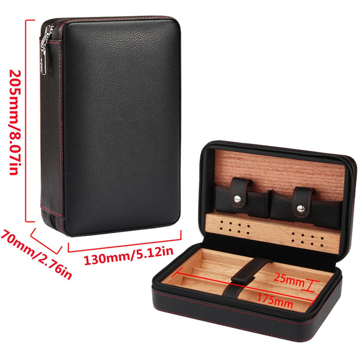 Ручний виготовлений цигарковий вологомір, портативний шкіряний кедр, набір для цигарок для подорожей, кедрове цигаркове футляру для 4 цигарок, аксесуари для цигарок