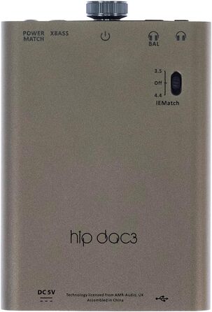 iFi hip-dac3 Портативний ЦАП/підсилювач для навушників із високою роздільною здатністю – справжня збалансована схема, вихідна потужність 400 мВт, подвійний USB-C, PCM 384 кГц/DSD256/MQA декодування, XBass Analog Enhancement, PowerMatch, iEMatch і до 12