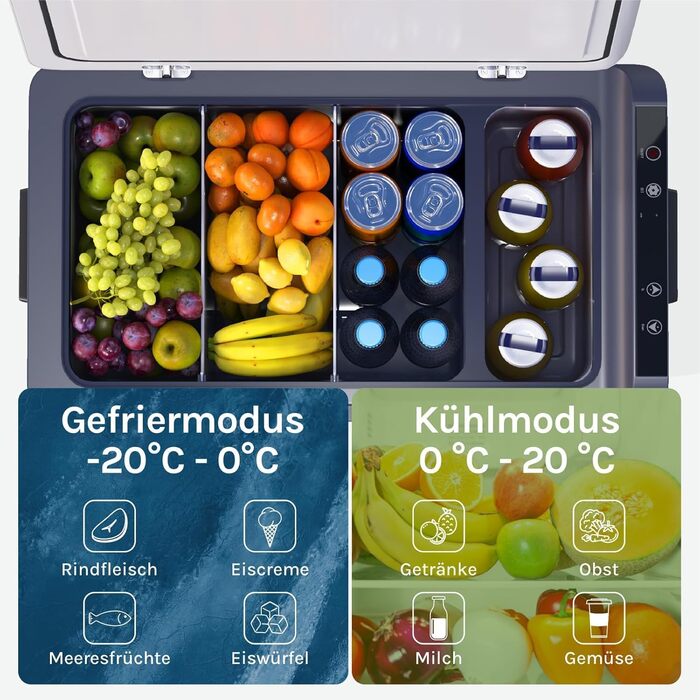 Автомобільний холодильник WOLTU 30л, електричний 12/230V, двозонний, для авто, пляжу, пікніка - білий + адаптер