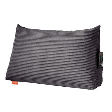 Подушка для спини в ліжко та на диван sleepling з вельвету, велика кліноподібна подушка для читання та підтримки попереку з бічною кишенею, знімний чохол, темно-сіра, 70x40x20 см