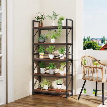 Стильна полиця YITAHOME з 5 ярусами: промисловий дизайн, велика містка полиця для дому та офісу (30x80x158 см)