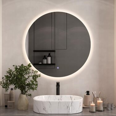 Дзеркало для ванної кімнати з підсвічуванням 50x70 см, сенсорне керування, антизапар, 3 кольори світла, регулювання яскравості, функція пам'яті