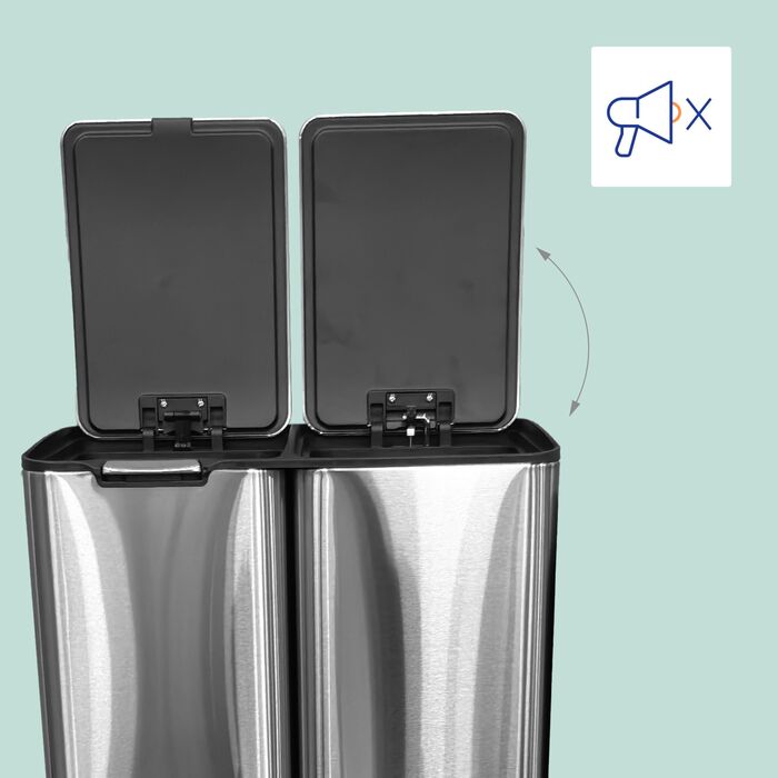 Відро для сміття Relaxdays з 3 відділеннями, 60 літрів