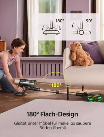 Бездротовий пилосос Ultenic з акумулятором, 50000Pa, 65 хв роботи, GreenEye, телескопічна труба, 6-ступенева фільтрація, антизаплутувальна щітка, для шерсті тварин/килимів/твердих поверхонь, колір шампань