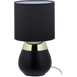 Приліжкова лампа Relaxdays Touch, цоколь E14, непряме світло, овальна лампа з абажуром. ВхШ 32 x 18 см, чорний