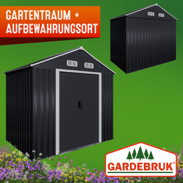Садовий сарай антрацит металевий 196x132x188см