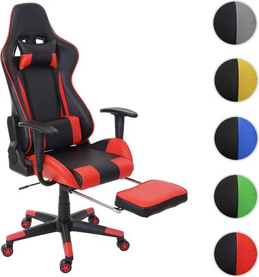 Ігрове крісло Mendler Relax HWC-D25 XXL, робоче крісло для ігор, підставка для ніг вагою 150 кг - чорний / червоний