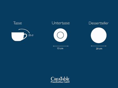 CreaTable Серія Chef Collection: 18-частинний порцеляновий сервіз для 6 осіб, Made in Europe