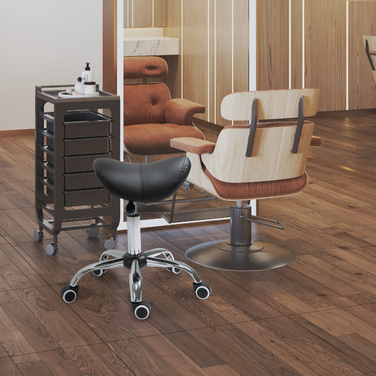 HOMCOM Saddle Stool Робочий стілець Поворотний стілець з регулюванням висоти з оббивкою чорного кольору, ідеально підходить для косметики та офісу
