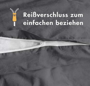 Комплект постільної білизни Sleeptime 200x200, 3-частини - 100% бавовна (200x200 см + 2x 80x80 см) - Oeko-TEX®, блискавка, легкий догляд, дихаючий, приємний до шкіри, антрацит-сірий