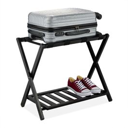 Підставка для валізи з бамбука Relaxdays чорного кольору