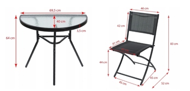 Комплект садових меблів Jumi Premium, метал, чорний, 3 предмети
