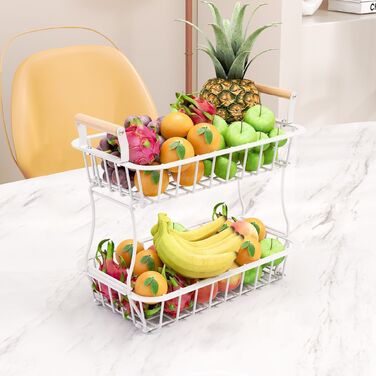 Relaxdays Двоярусний металевий фрутниця з ручками