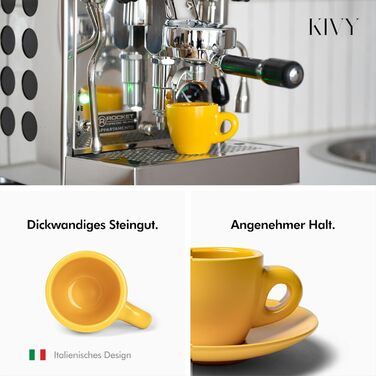 Набір кавових чашок капучіно KIVY Cappuccino Tassen Set (4 шт., 240 мл) з підставкою, ручної роботи, зелений, для еспресо (75 мл)