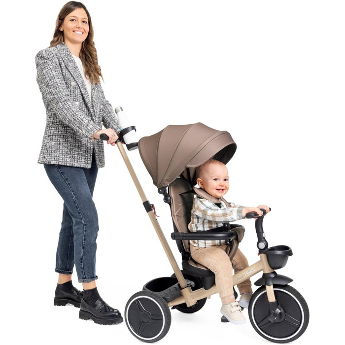 Триколісний велосипед Chicco 4-в-1 бежевий: від 6 місяців до 4 років, знімний капюшон, EVA колеса, телескопічна ручка