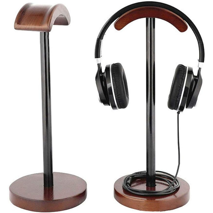 Підставка для навушників GEZICHTA з натурального дерева, металева стійка, гнучка підставка для ігрових навушників
