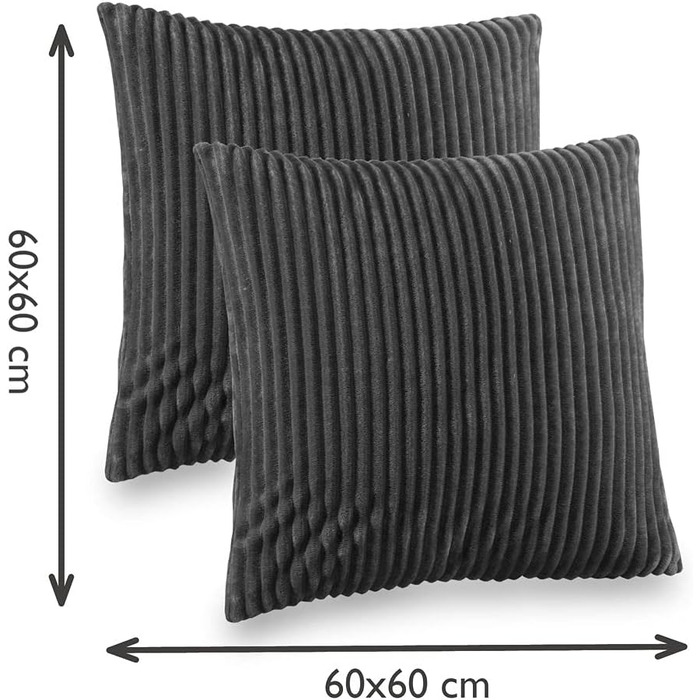 Набір з 2 чохлів на подушки, cashmer touch fleece, сірий, 2 шт. 60x60 см