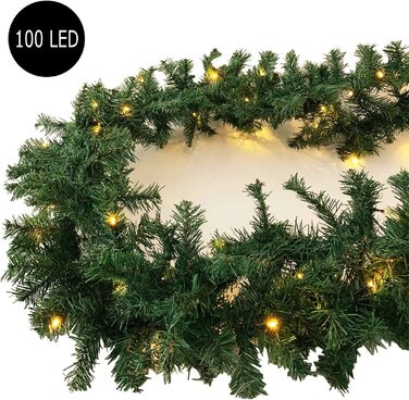 Різдвяна гірлянда XXL, гірлянда з ялинової гірлянди, 100 світлодіодних гірлянд, 810 см, Різдвяна гірлянда всередині і зовні