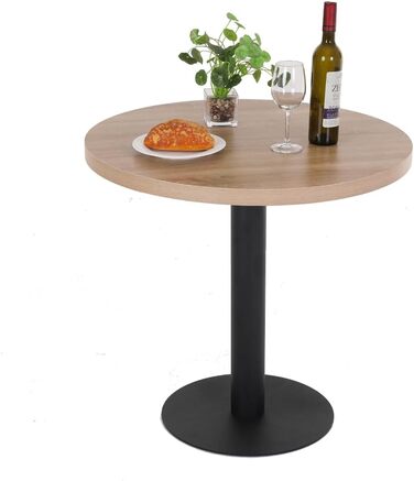 Кухонний стіл Mingone 80x80 см з дерев'яною стільницею та металевими ніжками. Квадратний стіл з колекції для вітальні, балкону або їдальні. З колекції Mingone, колір дуб.