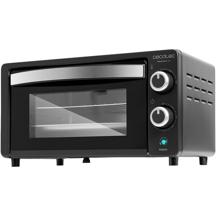 Електрична піч Cecotec Bake&Toast 1090 Black, 10 л, 1000 Вт, таймер 60 хв, регулювання температури до 230ºC, дека, решітка-гриль та щипці з ручкою