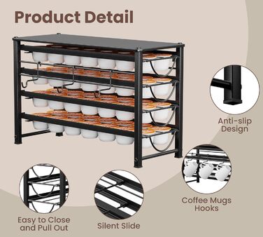 Тримач для капсул кави Dolce Gusto, 5-ярусний металевий ящик для капсул з тихими направляючими та антиковзними ніжками (56 капсул)