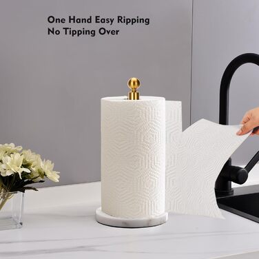 Тримач для паперових рушників золотого кольору з мармуровою підставкою на стільницю, стійкий диспенсер для однієї руки