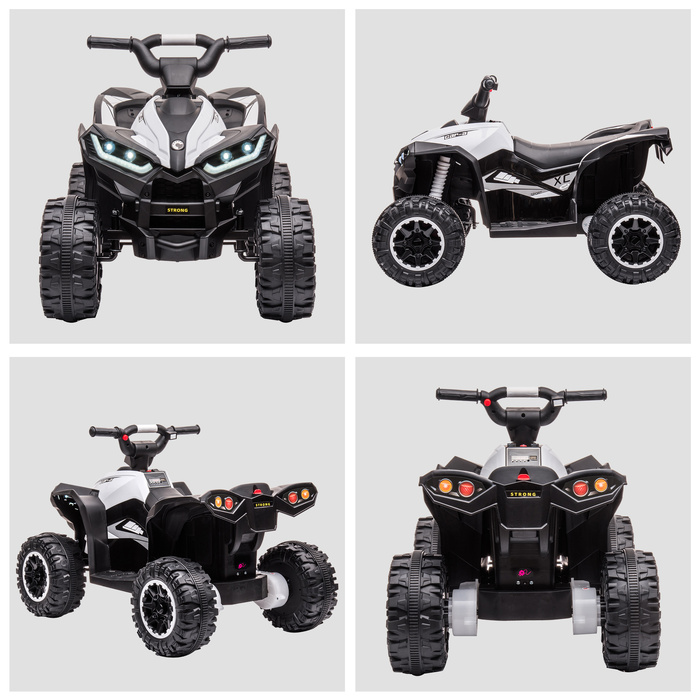 Електромобіль для дітей Kinder-Quad, 6 км/год, звукові та світлові ефекти, розміри: 83 см x 53 см x 55,5 см, чорний + білий