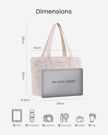 Сумка для ноутбука LOVEVOOK: жіноча сумка-шоппер середнього розміру (15.6 дюймів, бежева)