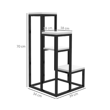 Outsunny Plant Stand Сталевий стелаж для квітів 4 яруси для саду балкон 34x34x70см білий