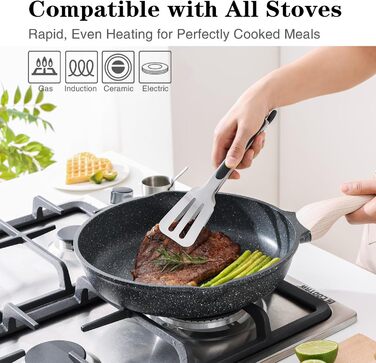 Набір сковорідок Kordisen з антипригарним керамічним покриттям 20/24/28 см, 3 шт. - здорове посуд без PFOA та PFAS, для індукційних плит