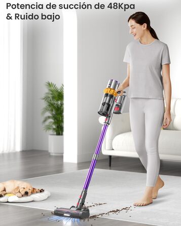 Бездротовий пилосос Anyson 45000Pa потужністю 550W з LED-дисплеєм та антизаплутувальною насадкою, об'єм 1.6L, для твердих поверхонь, килимів та видалення шерсті тварин (L)