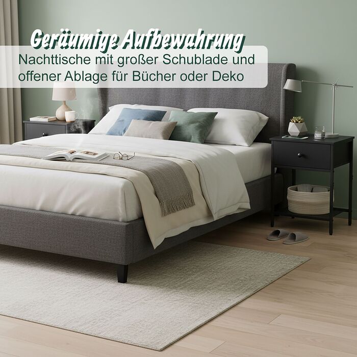 Набір приліжкових тумбочок Relaxdays (2 шт.) з ящиком та полицею