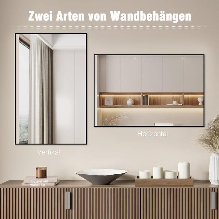 Дзеркало настінне Spiegel 40x160 см, повноекранне з рамою, підлогове для спальні, вітальні або ванної кімнати, прямокутне, алюмінієва рама (чорний)