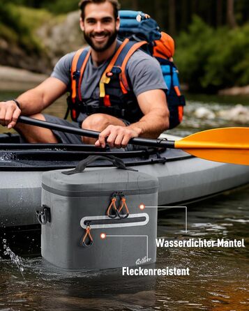 Термосумка-холодильник 14л ізольована водонепроникна темно-сіра для кемпінгу, пікніка, пляжу та грилю