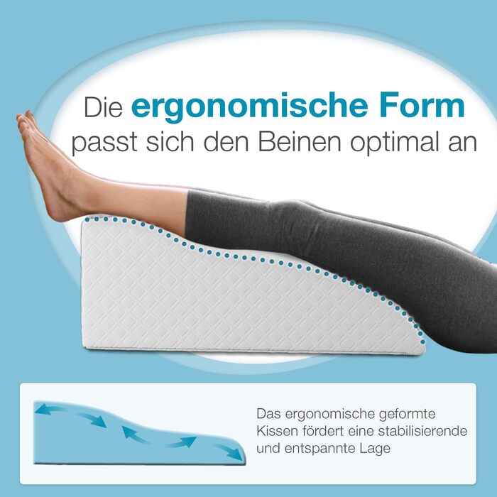 Подушка для ніг ELONEO з піною з пам'яті, для підтримки ніг, знімний чохол, 62x40x24 см, (Висока, Біла)